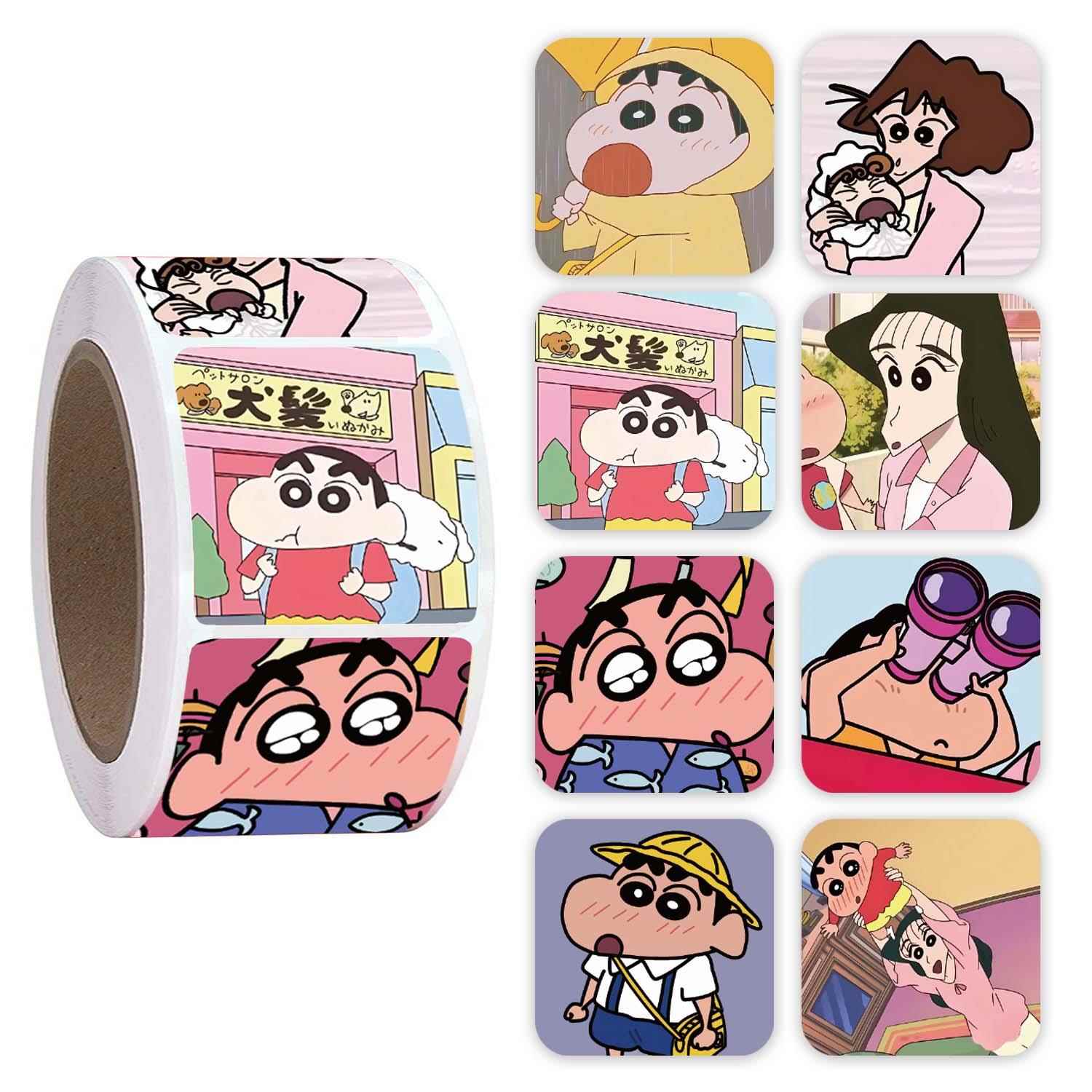 500贴/卷卡通可爱蜡笔小新贴纸创意ins装饰封口贴卡片墙贴纸标签