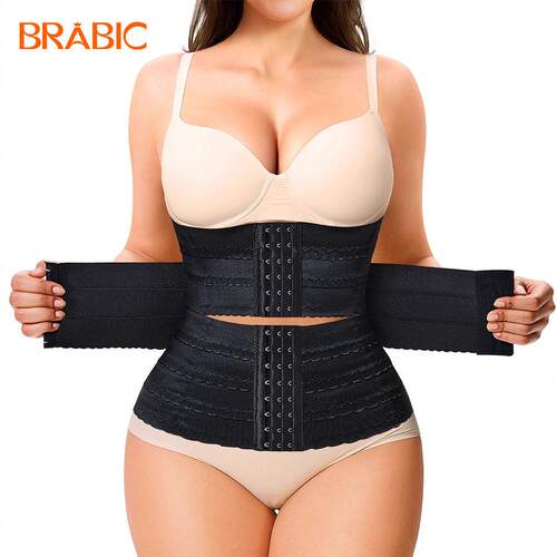 Women's Solid 3-sectional Hook & Eye Waist Trainer, High Str