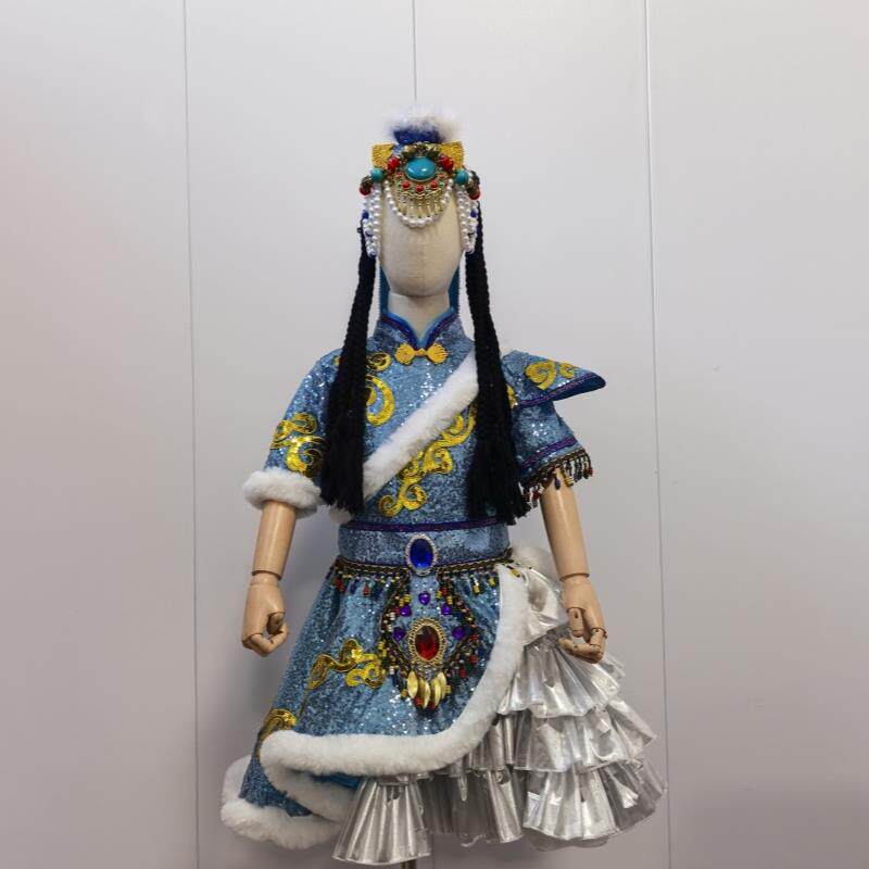 正品藏族民族舞台独唱表演古服女歌儿童蒙演出服中阳国风学生唱快