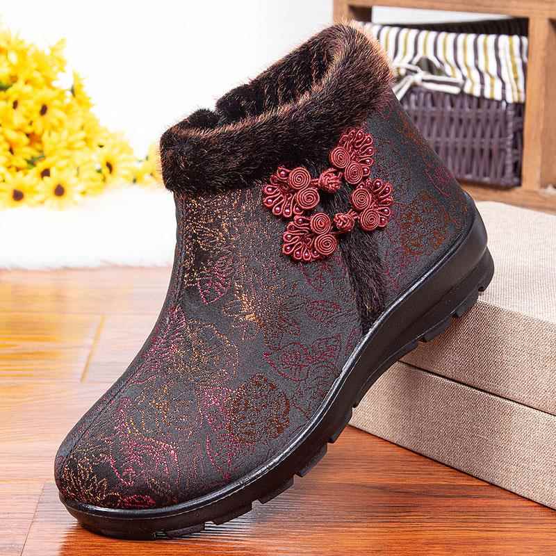 高档绣花鞋二棉女式鞋款老北京布鞋女冬妈妈鞋中秋老年人冬季老人