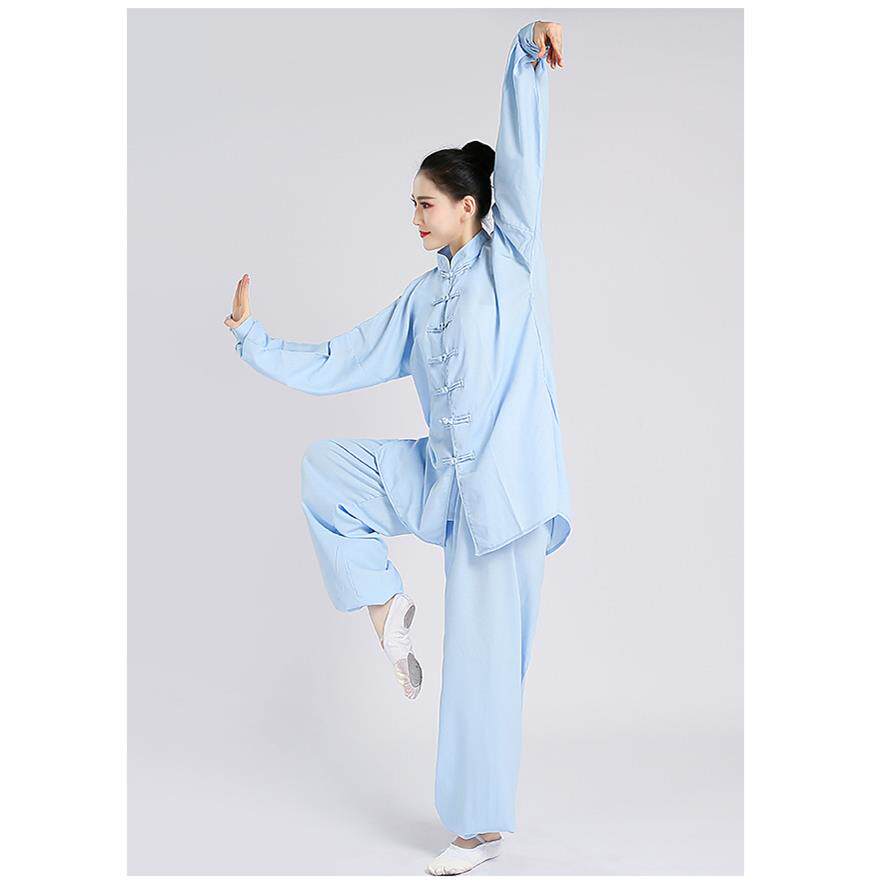 高档太极服竹节麻男中老年太极拳服赛装练功服晨武术比演出服长袖