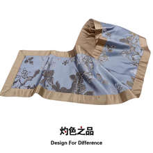 北欧现代简约轻奢紫色提花电视柜桌旗桌布别墅酒店床旗床尾巾长条