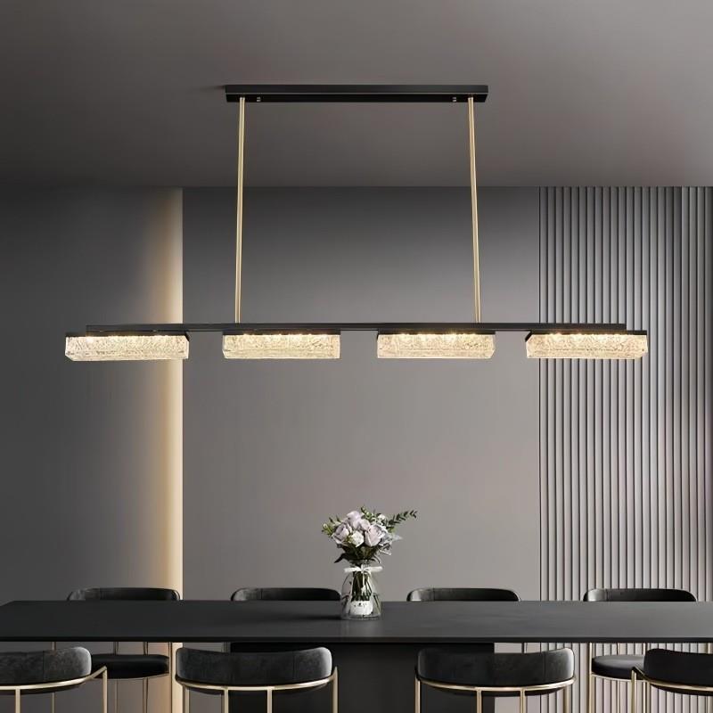 全铜一字长条餐厅灯2024年新款树脂吊灯轻奢创意现代简约餐桌吧台