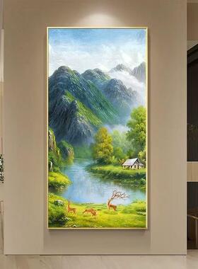 日照金山山GVS户水风景入玄装关饰画流水走生财廊过道壁画