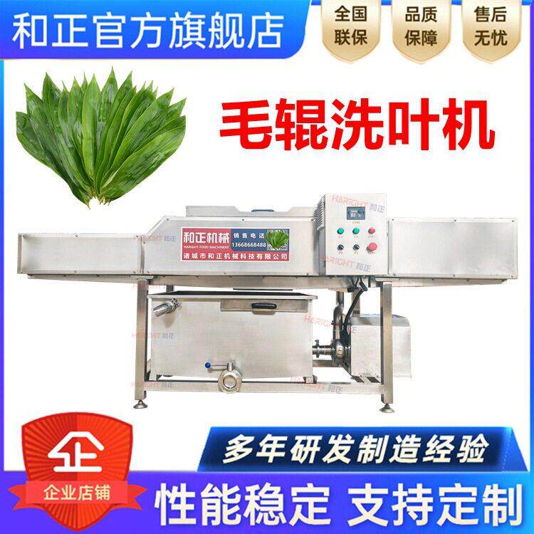 洗叶机全自动粽叶清洗机水循环双辊洗叶机芦苇叶粽叶毛刷清洗
