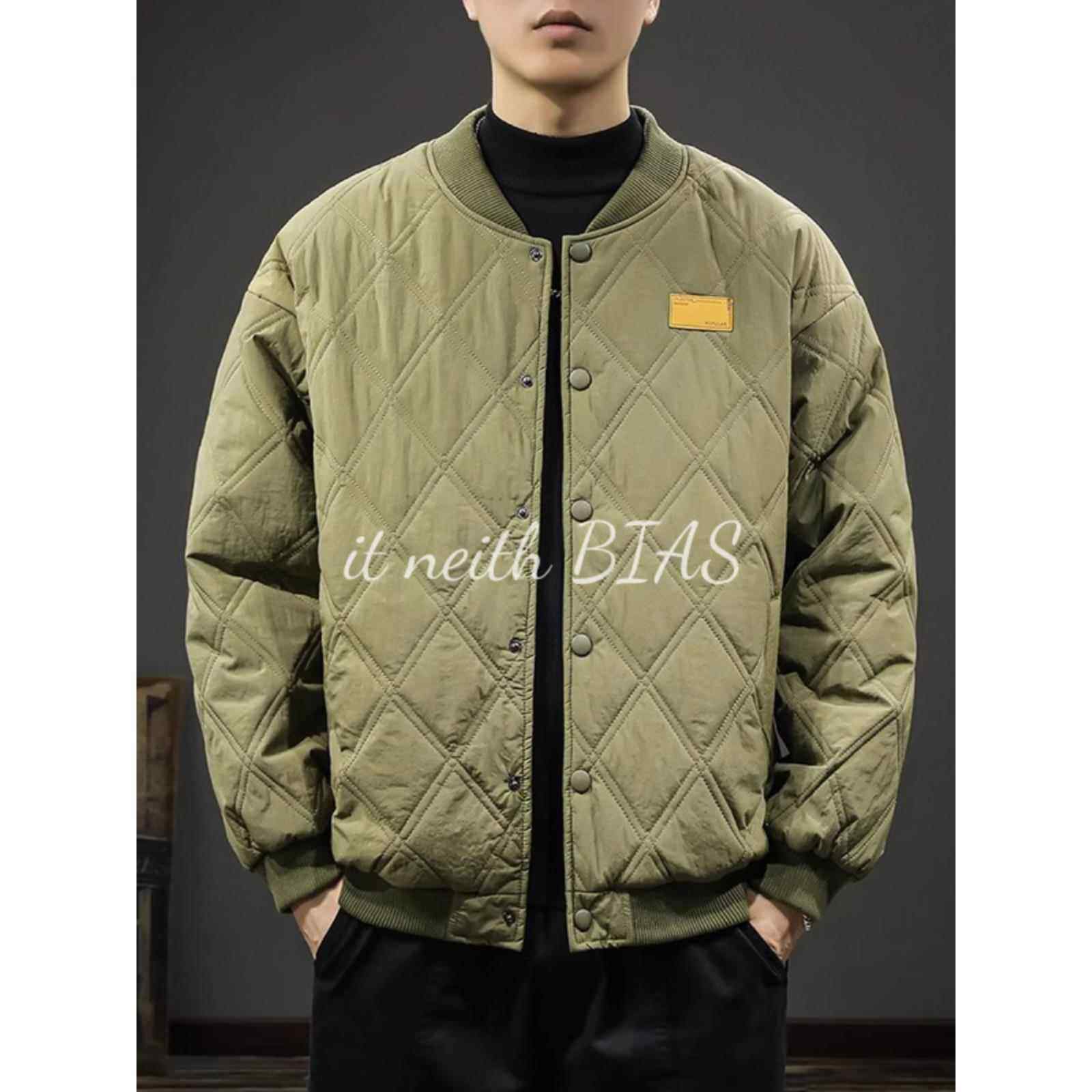 it neith BIAS冬季大码棒球棉服夹克男防风保暖菱格棉袄轻薄外套