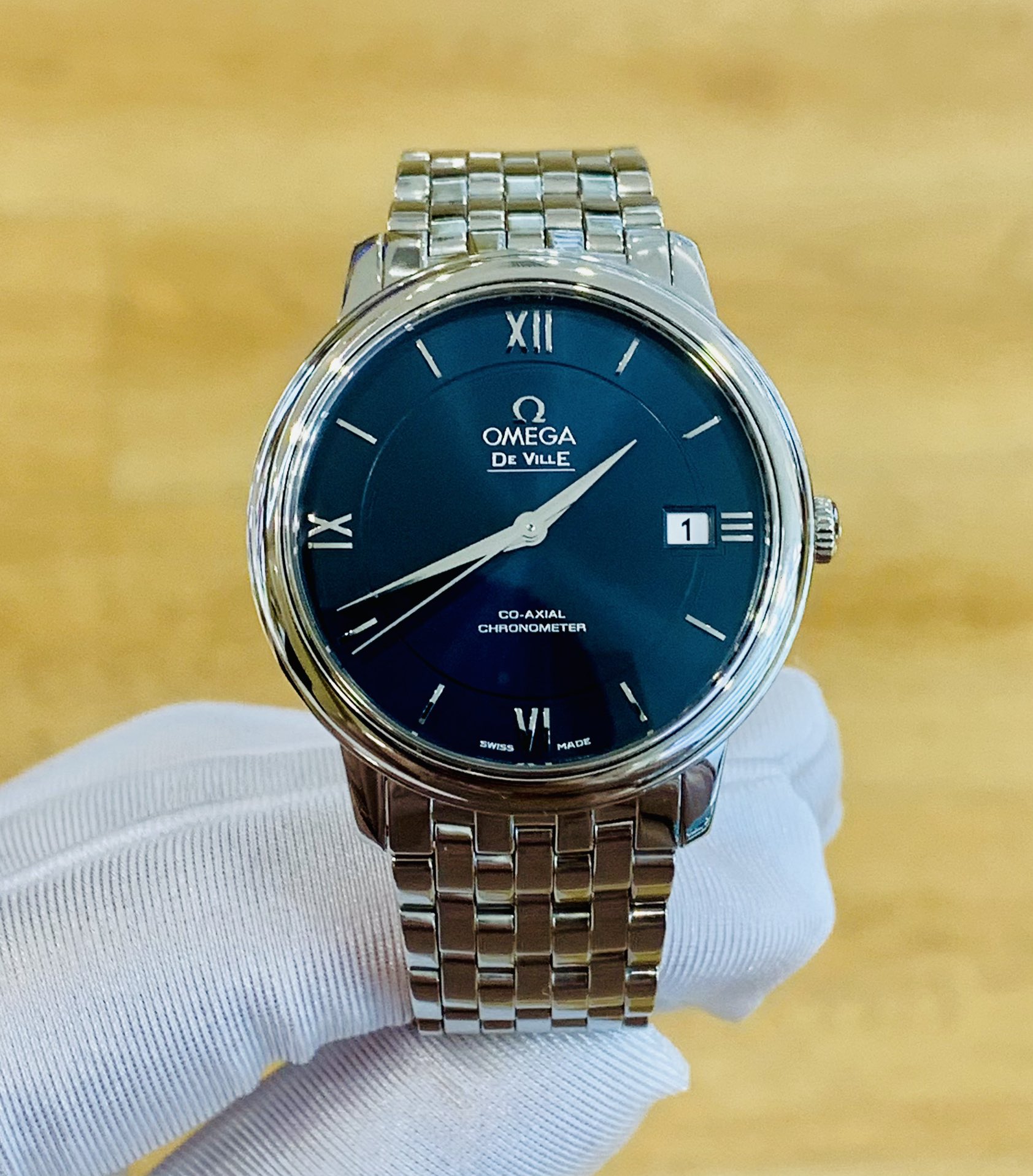 [9.8新]欧米茄碟飞手表男款日历自动机械腕表424.10.37.20.03.001