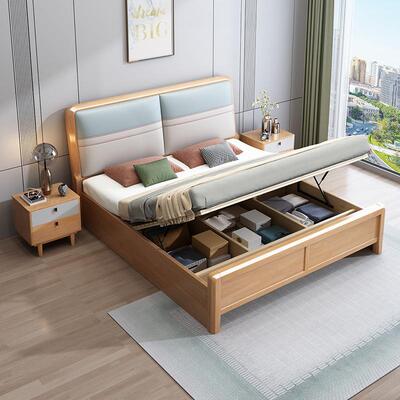 出现代简约实木床1.8m人主卧床结婚床1.5m73租房公寓储物经济型双