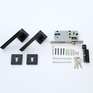 现代简约黑色内卧室锁卫门生间室实木门把202-20手家用静音房分体