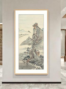 新中画式画装饰画客厅沙发背景玄关走廊餐书厅房壁VXD竖幅山水国