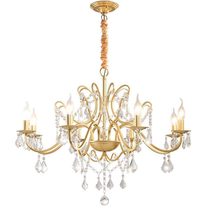 美式水晶吊灯铁艺客厅灯法式轻奢创意个性主卧室餐厅网红蜡烛灯具