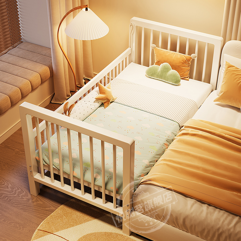 铁艺拼接床婴儿可升降护栏儿童加宽床高度可调节宝宝床定制床边床