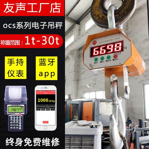 友声电子吊秤5吨3吨2吨10吨挂钩秤无线 线打印行车吊钩称5t吊磅一