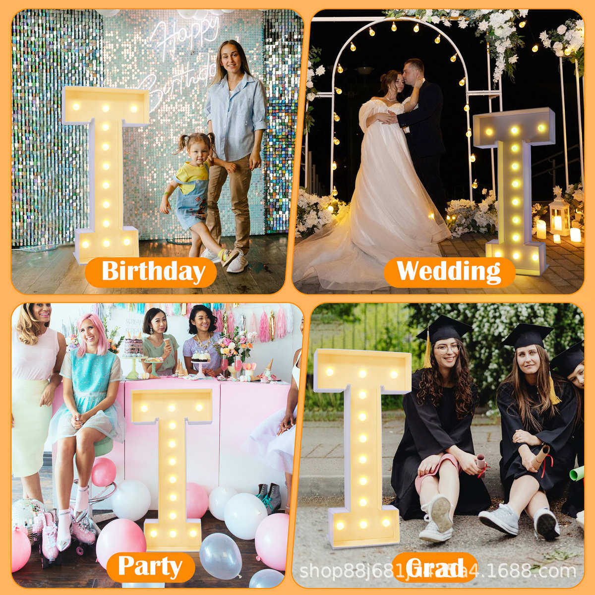 生日派对立体数字2字母LED发光灯kt板马赛克气球框架盒,节庆用品/礼品,吊顶纱幔,淘宝优惠券,粉丝福利购,淘宝优惠卷