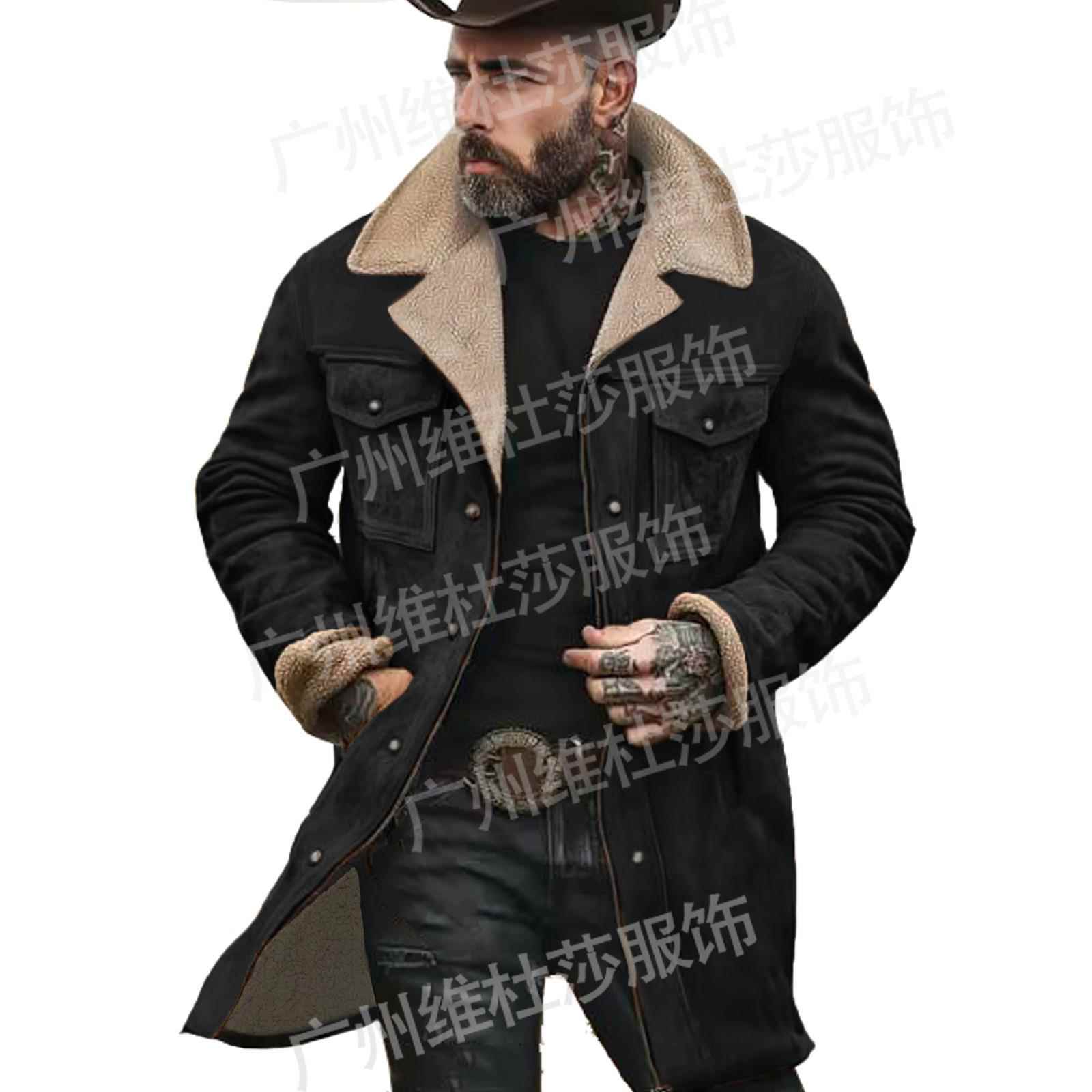 jacket coat suede block coat color Mens multi-pocket
