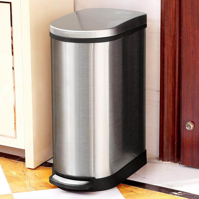 垃圾桶家用厨房大号客厅卧室卫生间有盖欧式创意不锈钢脚踏式40L