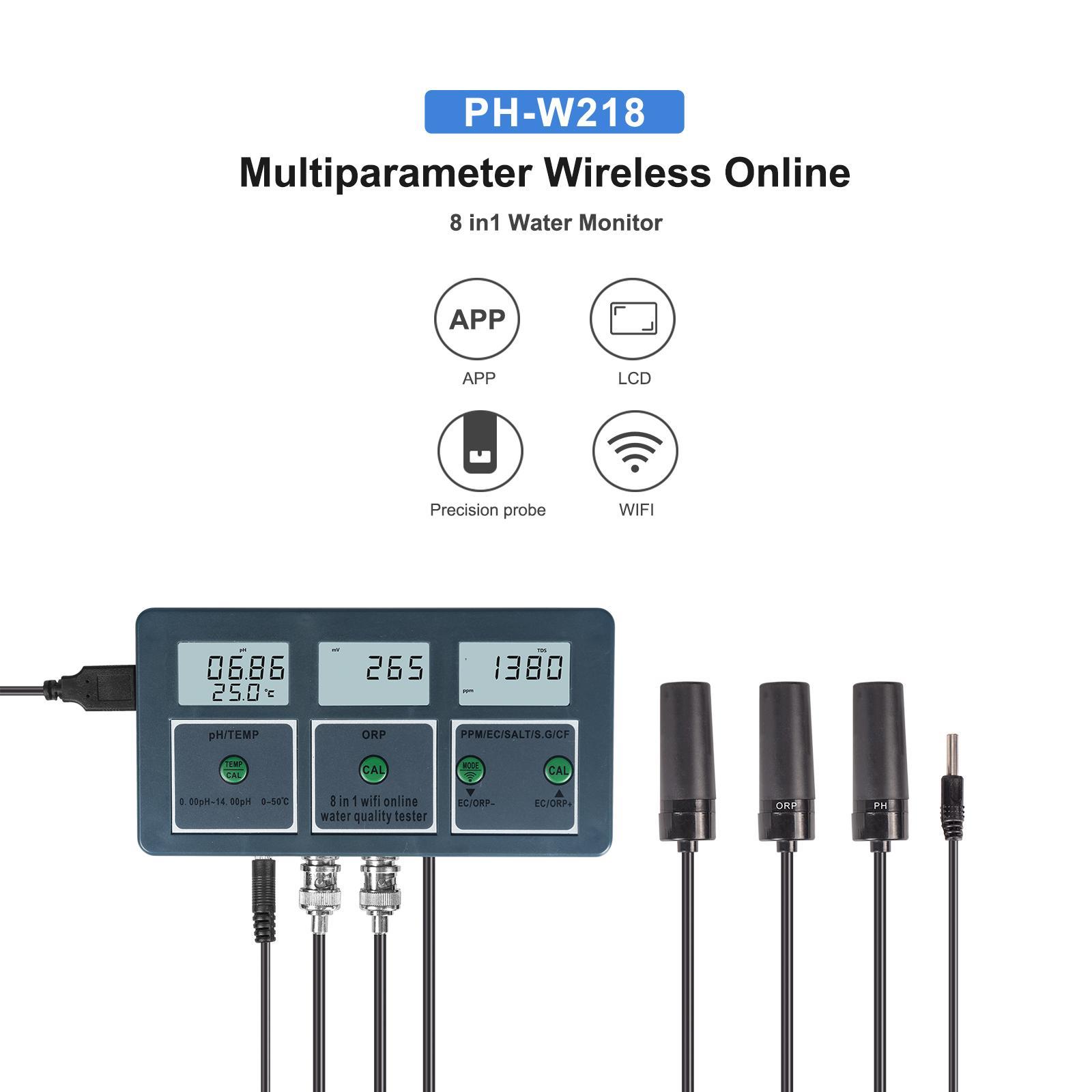 水质检测仪八合一多功能在线监测仪PH/EC/TDS/ORP/盐度温度APP