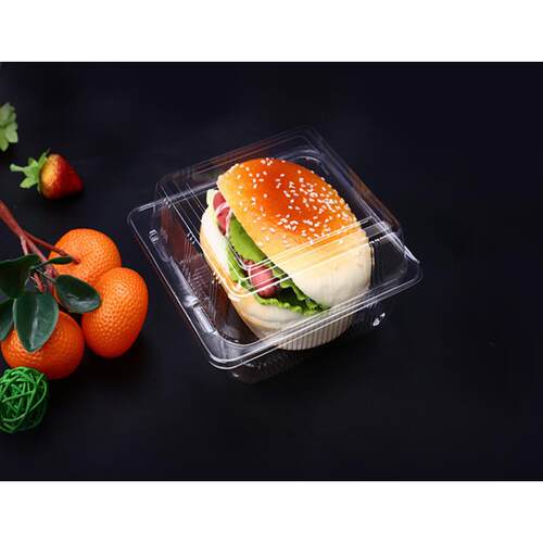 烘焙包装J309透明塑料西点水果盒汉堡蛋糕方形一次性打包吸塑面包