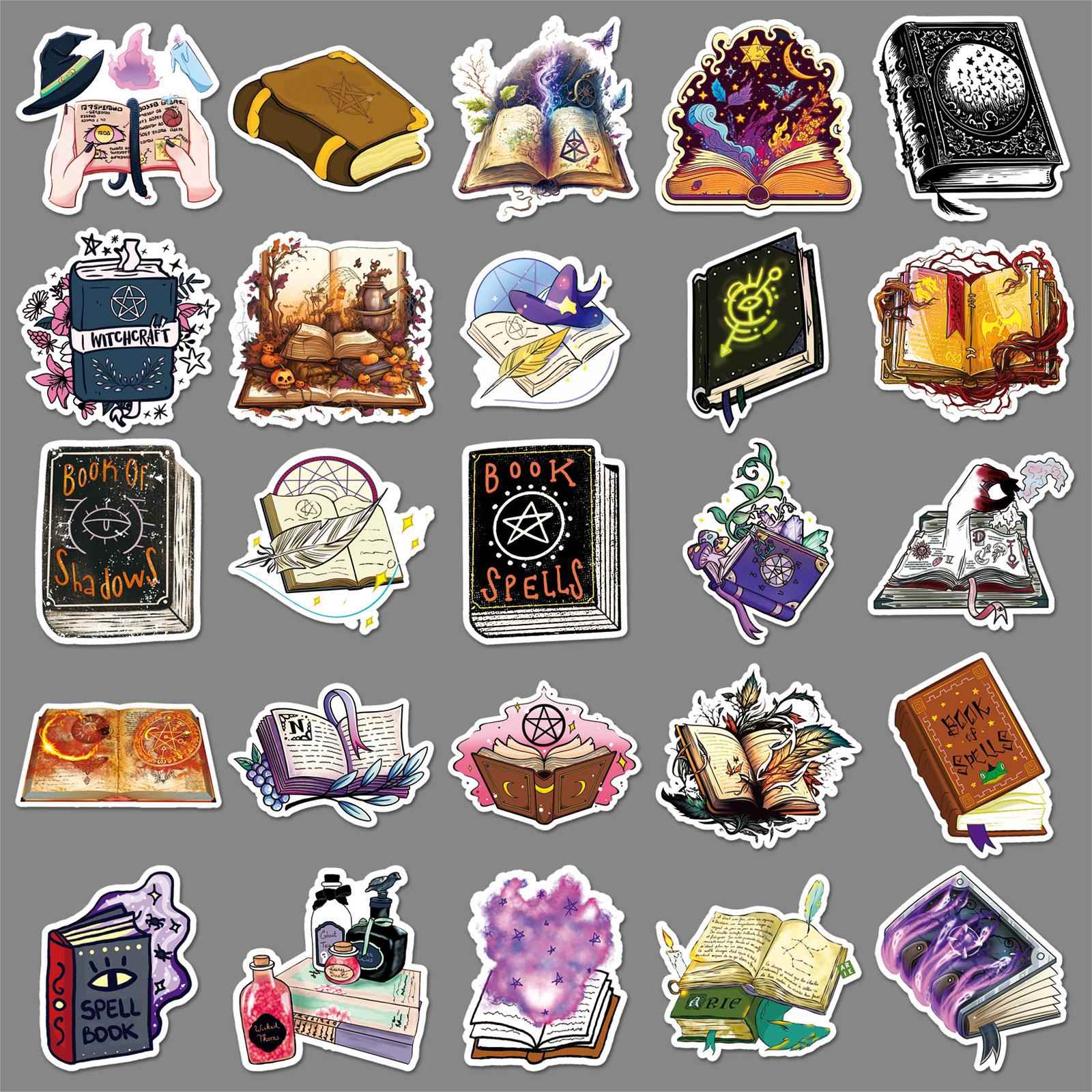 50张魔法书涂鸦贴纸个性跨境女巫创意装饰笔记本行李箱贴纸防水