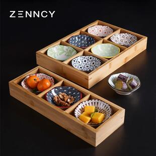 中式茶点盘围炉煮茶摆件木质托盘茶室九宫格小吃点心碟竹茶台果盘