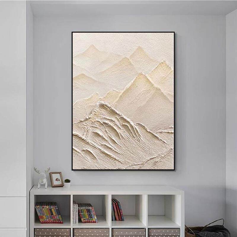 手绘油画山水风景画客厅餐厅装饰画抽象背有靠山立体肌理风景壁画