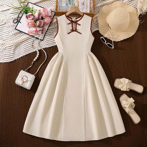 Girls' dress, children's clothing splicing, waist