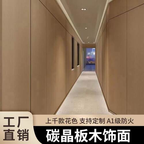 碳晶板木饰面墙板集成板无缝拼接室内装修护墙板背景墙竹炭纤维板
