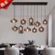 后现代餐厅玻璃吊灯创意多头咖啡厅餐桌吧台电镀烟灰色玻璃吊灯