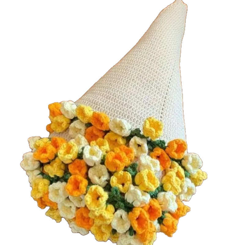 玫瑰花束毯子手工编织腈纶材料包毛线团钩织花朵毛毯铃兰花毯成品