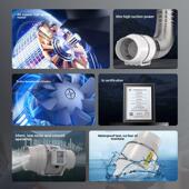 强吸斜流风管风机静音通风机卫浴工业级排风机厨房排风机遥控