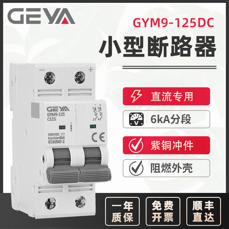 GEYA格亚 家用直流小型断路器80A100A125A1p2p空气开关GYM9-125DC