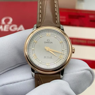 盒证98新27.4mm欧米茄碟飞18K玫瑰金424.23.27.60.52.001石英女表