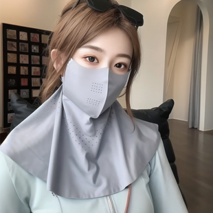 防晒面罩口罩遮脖子防紫外线女高颜值脸基尼冰丝全脸 护脖颈一体式