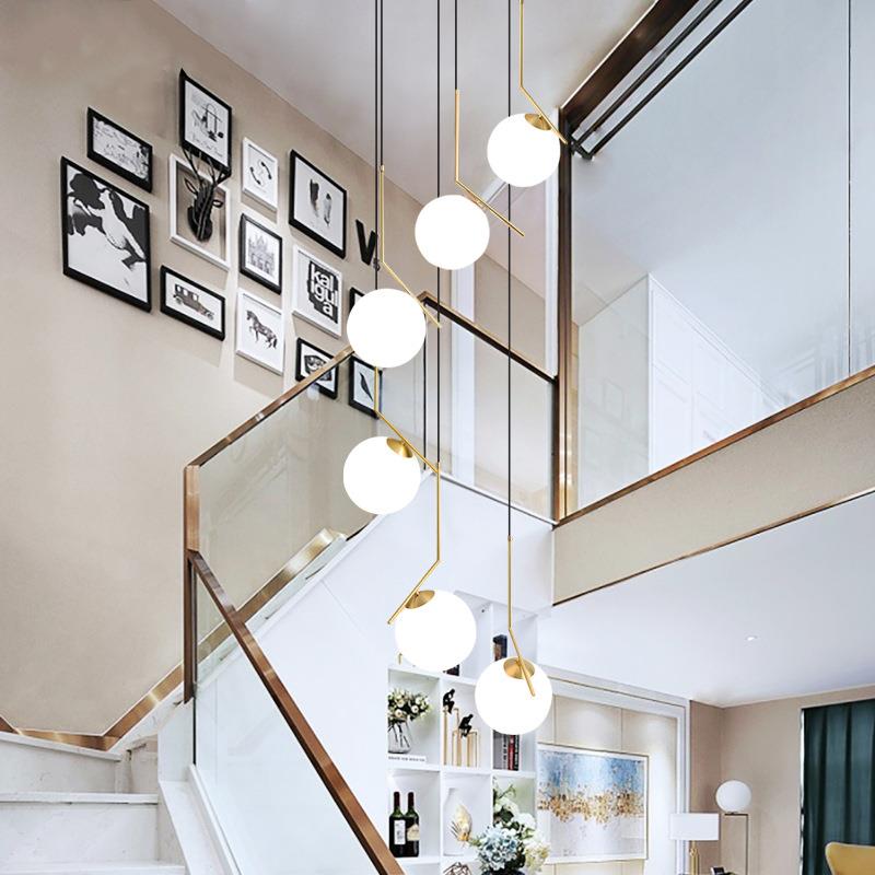 楼梯灯现代简约复转式楼loft跃层寓公中空客厅吊别墅旋P2851楼梯