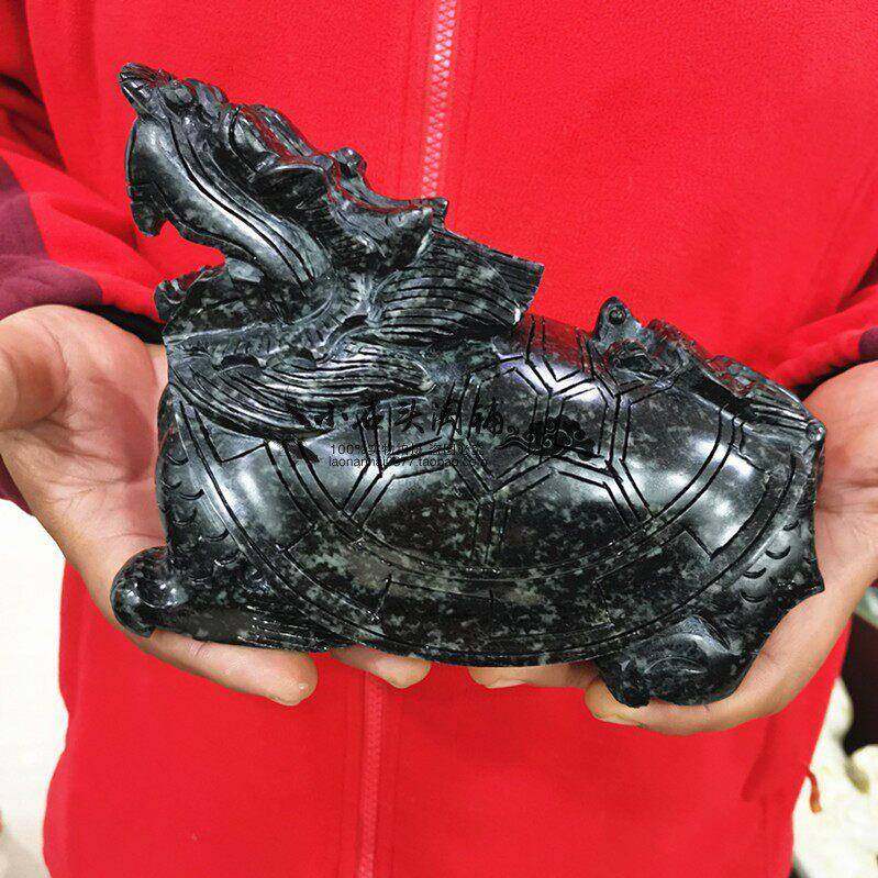 天然独山玉龙龟摆件子母龙龟现代家居客厅电视柜简约摆放朋友礼物