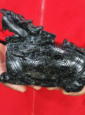 天然独山玉龙龟摆件子母龙龟现代家居客厅电视柜简约摆放朋友礼物