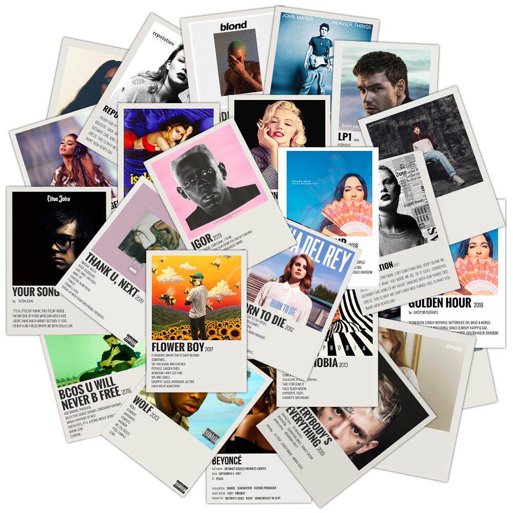 25Pcs Print Music Album Covers Stickers Aesthetic Singer Pos - 实物图
