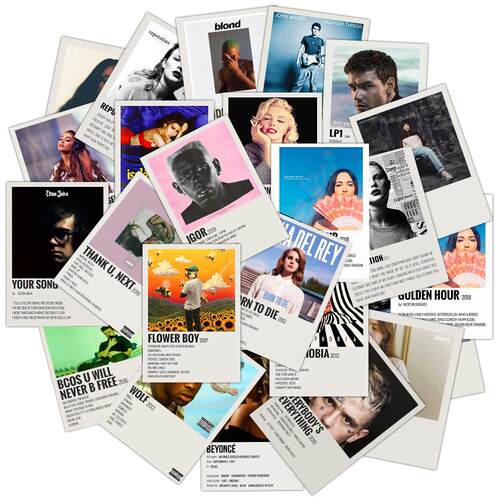 25Pcs Print Music Album Covers Stickers Aesthetic Singer Pos