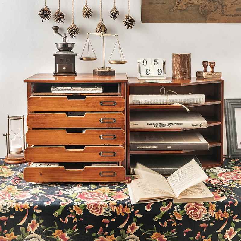 公室桌面MS-9115a收纳盒工屉位文件柜木质抽置物架书桌办4档案手