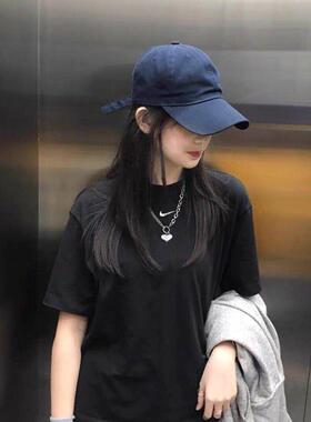 夏天水洗色日系棒球帽ins男女黑色韩版软顶鸭舌帽子潮