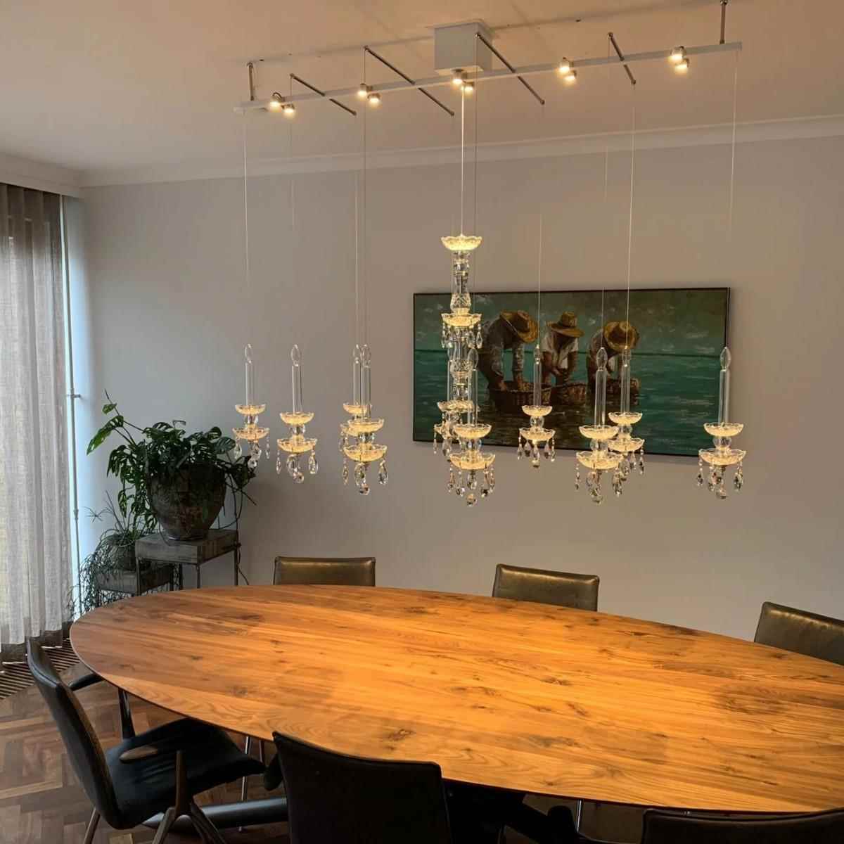 简约欧式蜡烛长吊灯餐厅个性楼梯间岛台别墅法式艺术烛光餐桌灯具