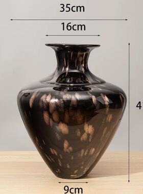 厚重玻璃花瓶摆件客厅插花电视柜玄关样板间家居软装饰品琉璃花器