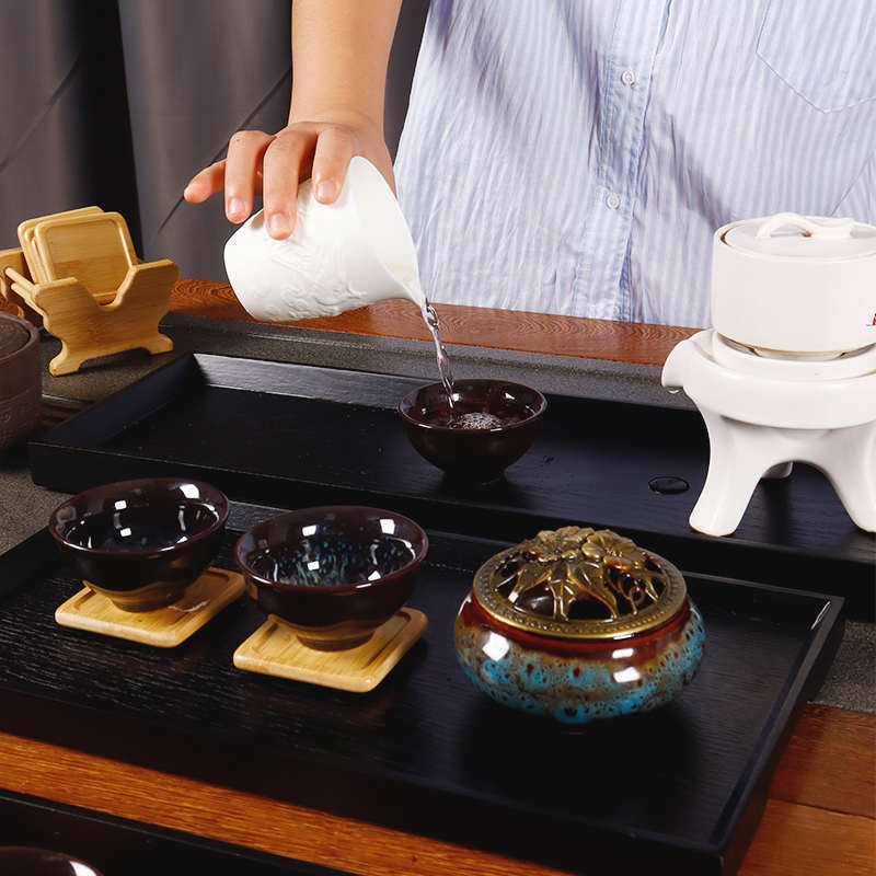黑色超长托盘茶盘长条壶承杯托茶托木盘子咖啡水杯盘长方形茶具酒