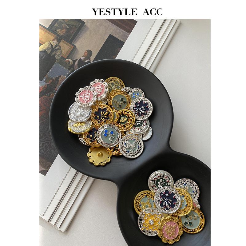 YES艺森 新中式国风金属纽扣花朵镂空镶钻扣西装外套大衣装饰扣子