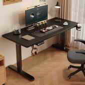 实电动升降桌学习电脑桌可升竞降721电桌子卧木室家用公书桌工作