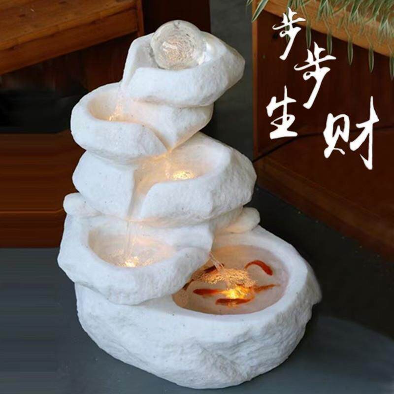 现代简约桌面装饰喷泉招财假山循环水晶球轮流水摆件风水聚财景观