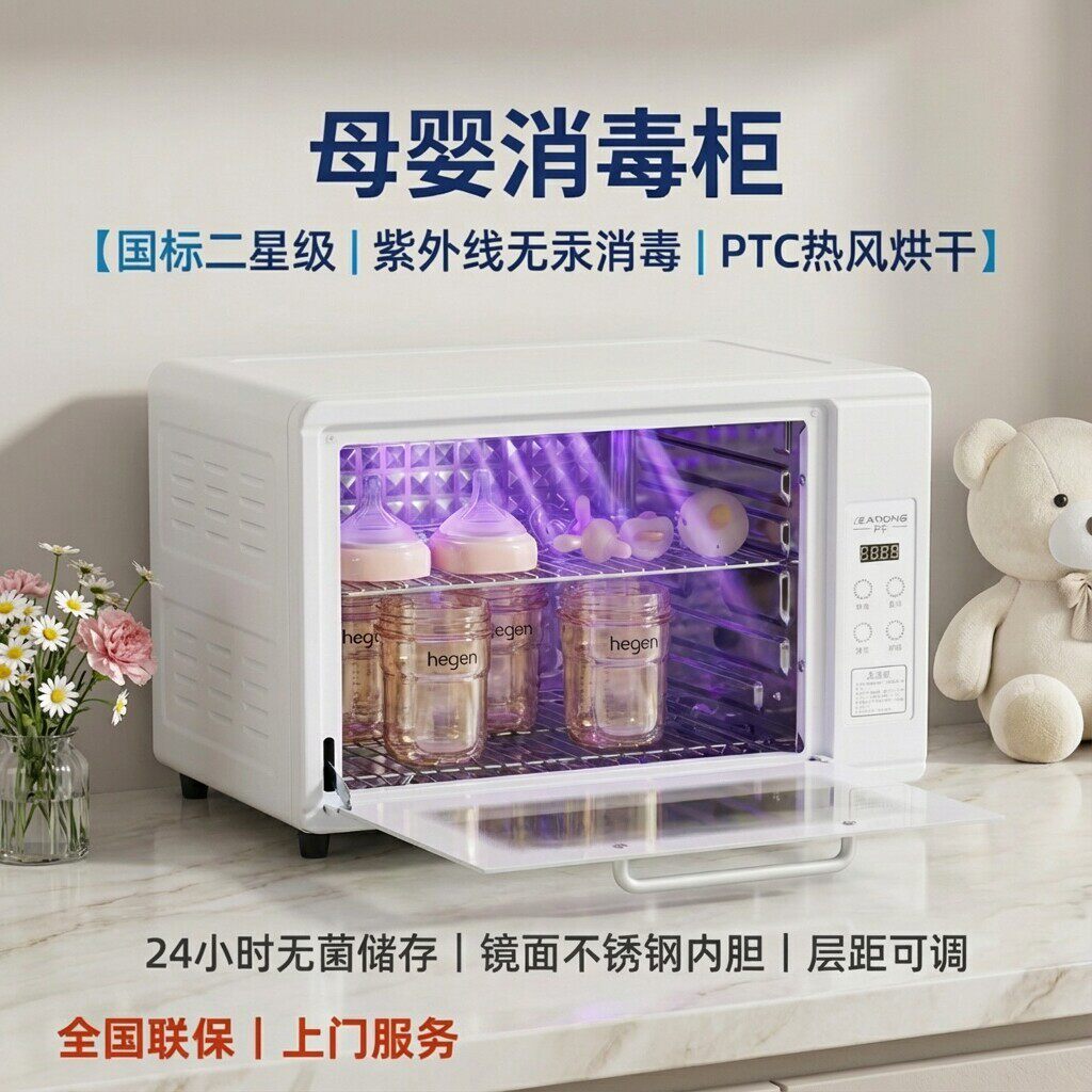 【无汞灯珠】婴幼儿宝宝专用奶瓶消毒柜紫外线母婴烘干一体消毒机盖布配件