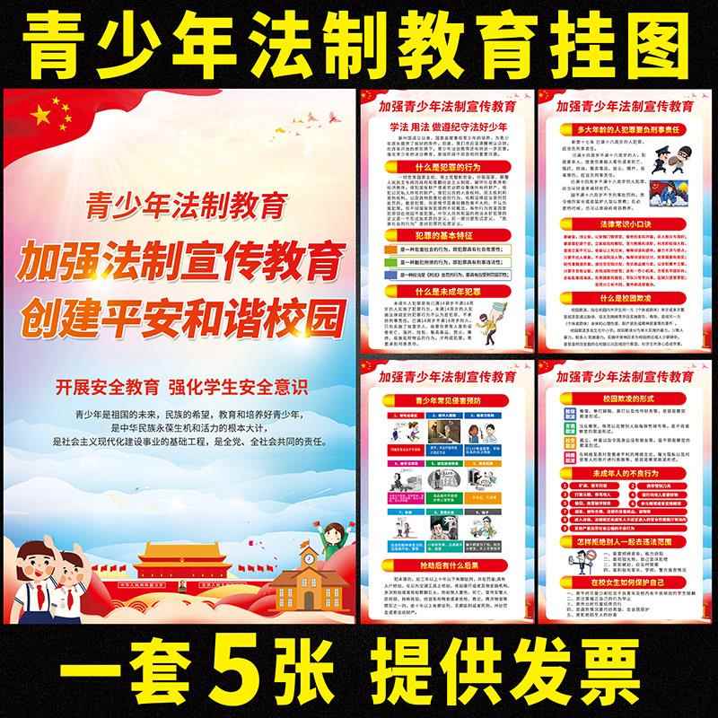 青少年法制安全教育宣传挂图 校园欺凌海报 学校走廊装饰布置墙贴