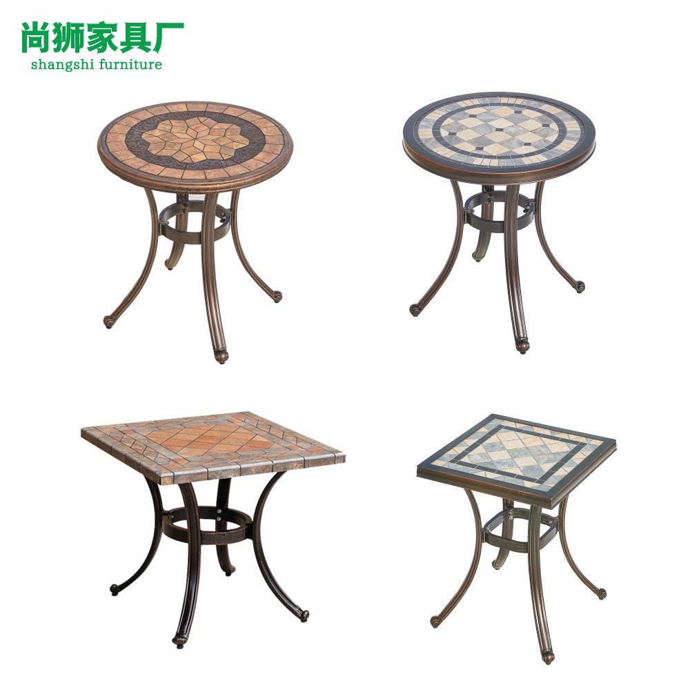 户外工艺桌椅铸铝大理石餐桌铸铝瓷砖桌铸铝茶几石桌休闲铸铝家具
