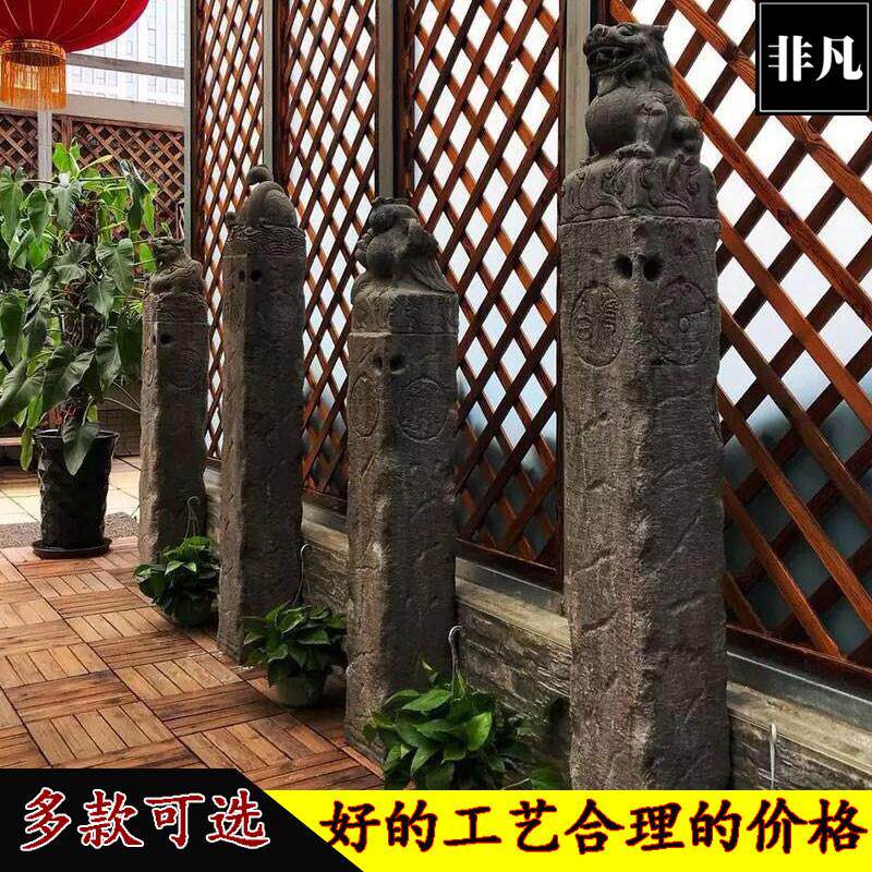 拴马桩石雕彷古石狮子拴马石柱生肖貔貅麒麟栓拴马柱做旧装饰摆饰